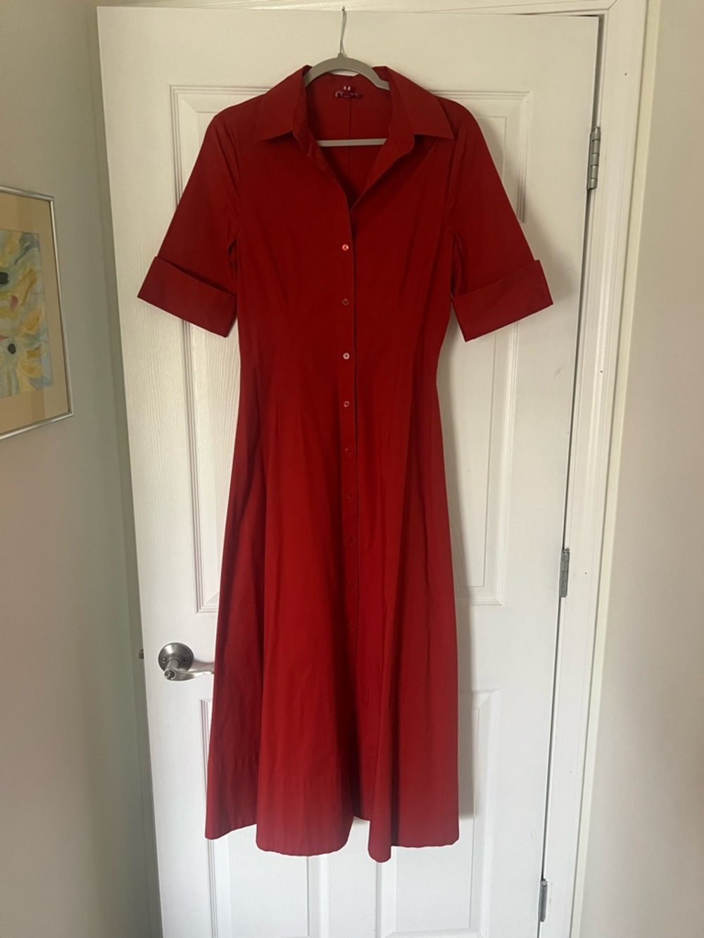 STAUD Classic Red Button-Front Shirt Dress - Women